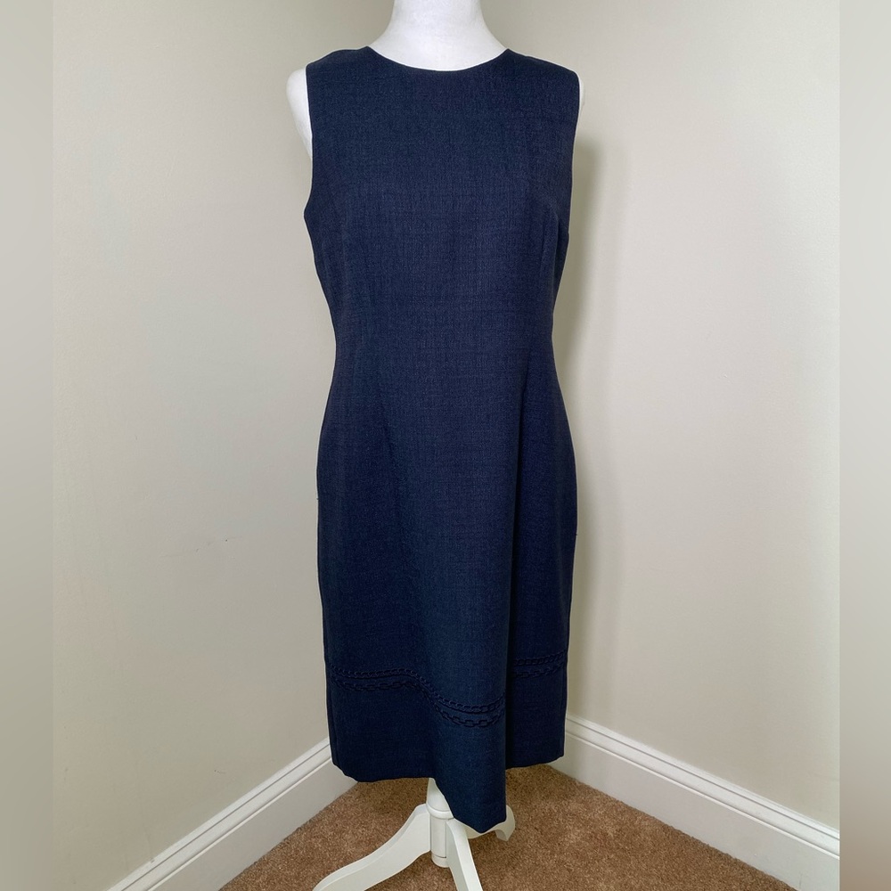 Womens Sleeveless Business Casual A Line Knee Length Blue Dress Size 8P